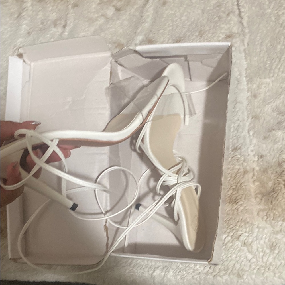 Elegant White Strappy Heels